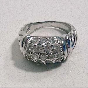 1920’s, Great Gatsby Style Victorian Design White Zirconia Cluster Ring